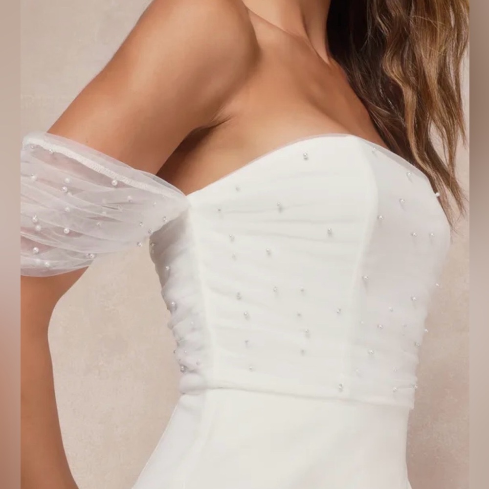 Profound Glamour Ivory Pearl Off-the-Shoulder Tulip Maxi Dress - Ivory - Small - Picture 3 of 12